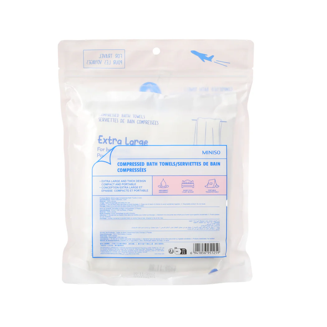 MINISO EXTRA-LARGE COMPRESSED BATH TOWELS (2 PCS) 2013676510108 TRAVEL ACCESSORIES - Image 3