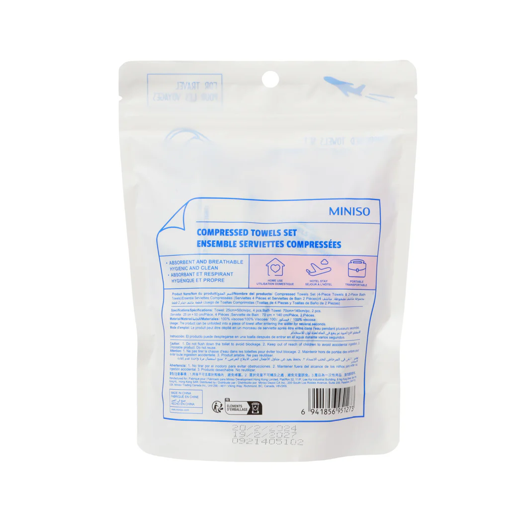 MINISO COMPRESSED TOWELS SET ( 4-PIECE TOWELS & 2-PIECE BATH TOWELS ) 2013676710102 TRAVEL ACCESSORIES - Image 3